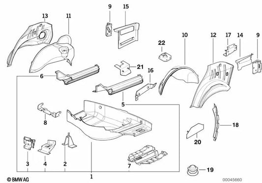 Pasa-ruedas interior trasero izquierdo OEM 41148171149 para BMW Serie 3 E36, 318i, 320i. Original BMW.