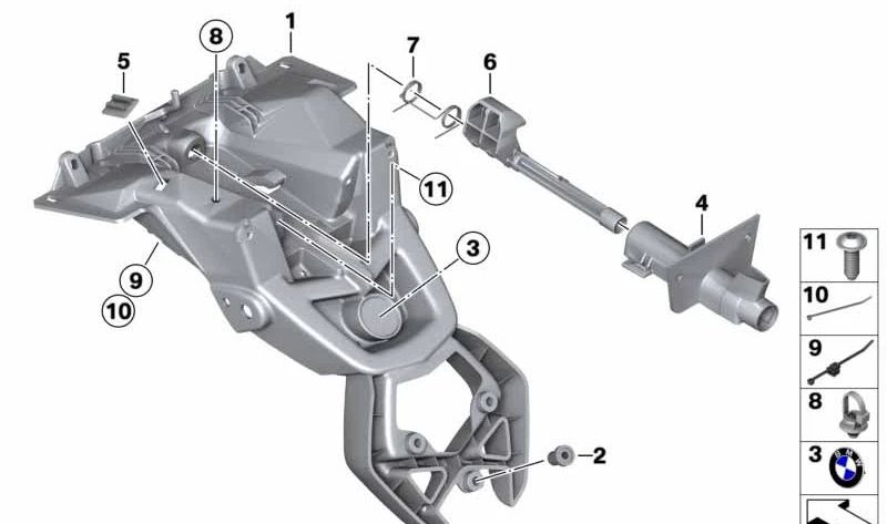 Eje de cierre de asiento OEM 46627675421 para motos BMW K1200S, K1300S, K1200R, K1300R. Original BMW Motorrad.