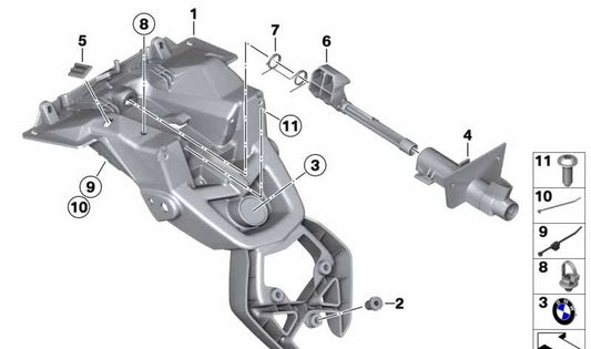 Asse di chiusura del sedile OEM 46627675421 per motociclette BMW K1200S, K1300S, K1200R, K1300R. BMW MOTORAD originale.