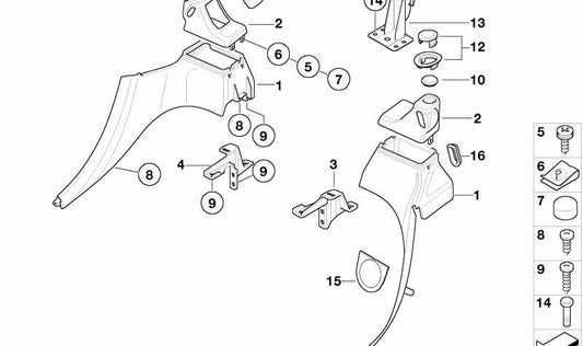 Panel interior trasero derecho superior OEM 51438399960 para BMW E36, Z3. Color negro. Original BMW.