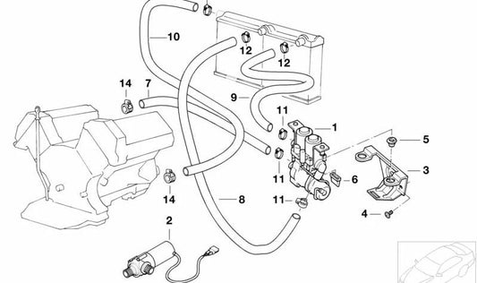 Manguera de avance del motor a la bomba de agua auxiliar OEM 64218362127 para BMW E38. Original BMW.