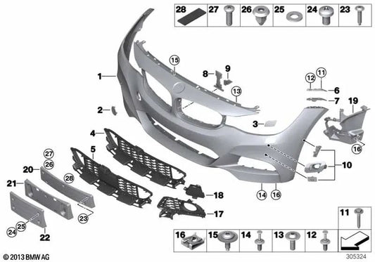 Copertina per paraurti anteriore da stampa per la BMW 3 F34, F34N (OEM 51118061633). BMW originale.