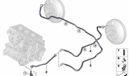 Conducto de vacío para BMW F40, F52, F44, F45, F46, F48, F49, F39 y MINI F54, F55, F56, F57, F60 (OEM 11668654730). Original BMW
