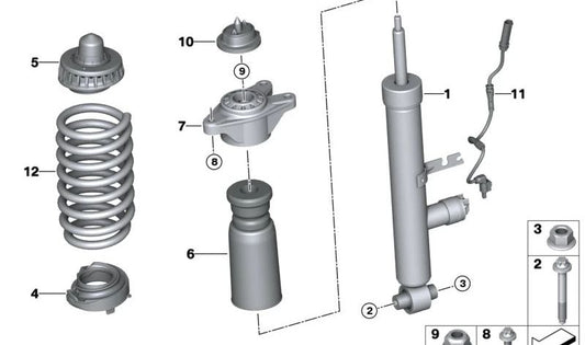 Muelle de suspensión trasero OEM 33536889980 para BMW G26. Original BMW.