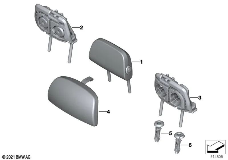 Lockable headrest guide for BMW F40, F44, I20 (OEM 52207949126). Original BMW