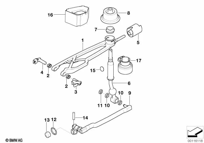 Gear shift rod with joint for BMW E39 (OEM 25117501189). Original BMW.