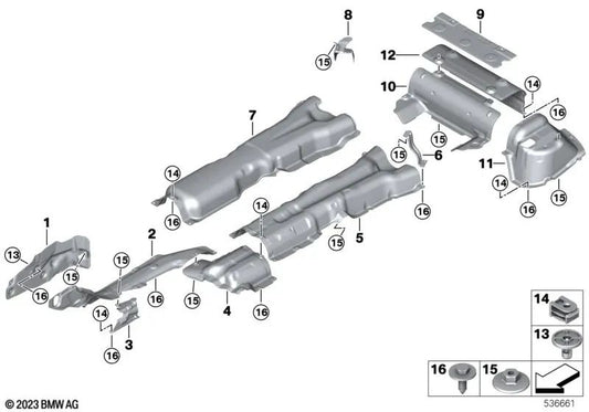 Isolamento térmico do assoalho do porta-malas para BMW Série 5 G60, Série 7 G70 (OEM 51485A17938). BMW original