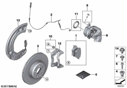 Rechte Flosse für BMW 5 G30 -Serie, G31, G38; 6 G32 -Serie; 7 G11 -Serie, G12; Serie 8 G14, G15, G16 (OEM 34106861798). Original BMW.
