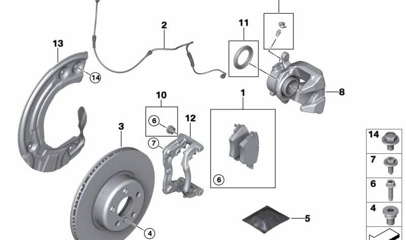 REPAIR KIT BRAKE PASTILLAS OEM 34106884497 FOR BMW G30, G38, G01, G08, G02. Original BMW.