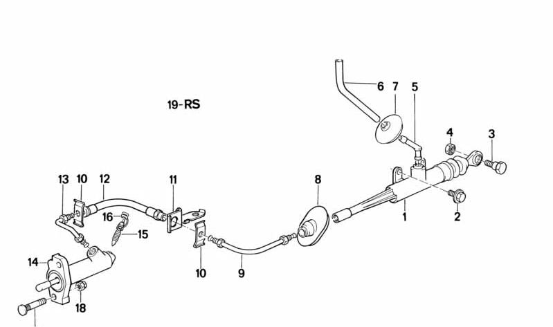 Cilindro transmisor de embrague D=19,05 mm OEM 21522226477 para BMW Serie 5 E34 M5 manual (S38, tracción trasera). Original BMW.