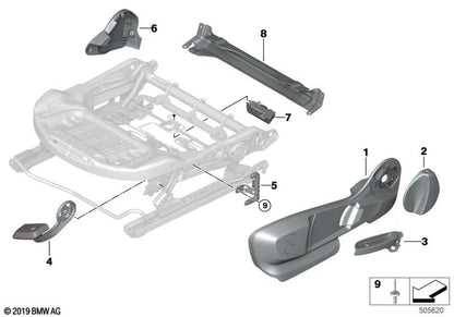 Moldura de asiento exterior derecho OEM 52107949714 para BMW F40, F44. Original BMW.