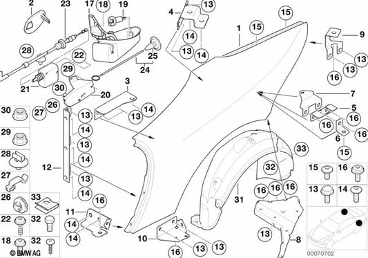 Front right side panel reinforcement bracket for BMW Z8 E52 (OEM 41357011642). Original BMW.