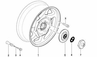 Tapa central de llanta OEM 36131179985 para BMW (Modelos compatibles: E31). Original BMW.