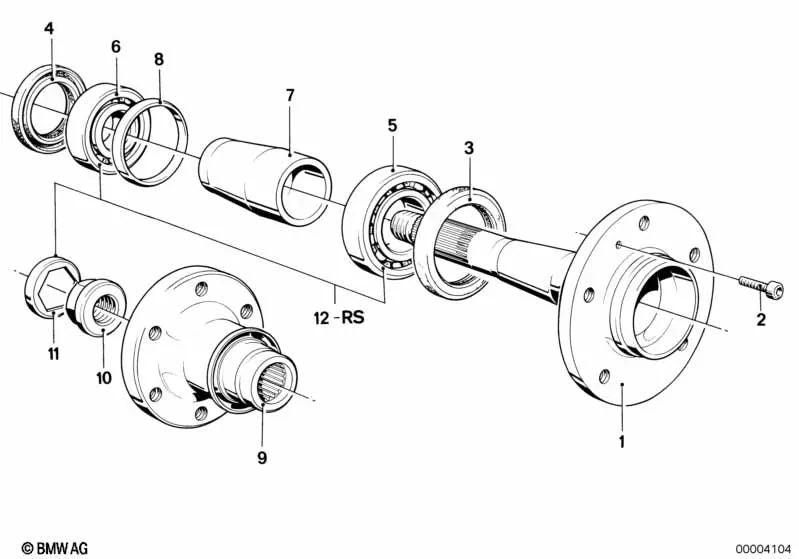 Rodamiento de bolas de ranura para BMW E21, E12, E24, E23 (OEM 33411122131). Original BMW