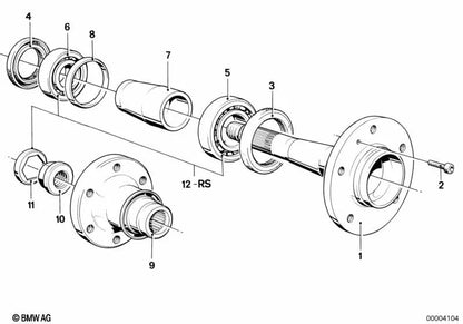 Rodamiento de bolas de ranura para BMW E21, E12, E24, E23 (OEM 33411122131). Original BMW