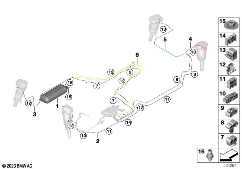 Air avant gauche conduite pour BMW X5 G05, G05N, G18, G18N, X6 G06, G06N, X7 G07, G07N (OEM 37206878497). BMW d'origine