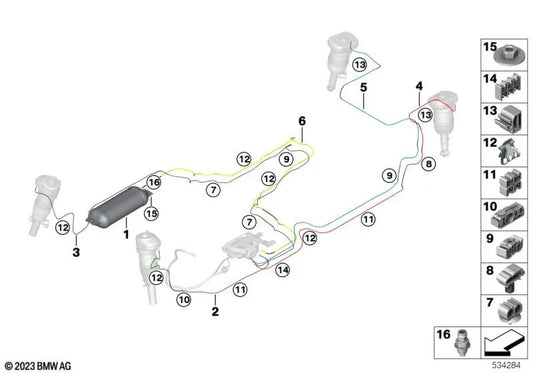 Air avant gauche conduite pour BMW X5 G05, G05N, G18, G18N, X6 G06, G06N, X7 G07, G07N (OEM 37206878497). BMW d'origine