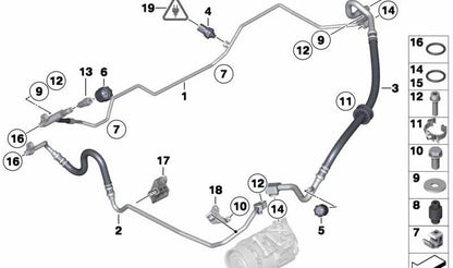 Tubería de alta presión del condensador al evaporador OEM 64509224833 para BMW E89. Original BMW.