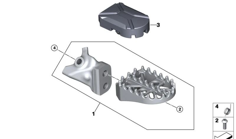 Goma reposapiés OEM 46717109077 para BMW Motorrad R 1300 GS (RKA1, 2023-2027) y R 1300 GS Adventure (RKA2, desde 2024). Pieza original BMW Motorrad.