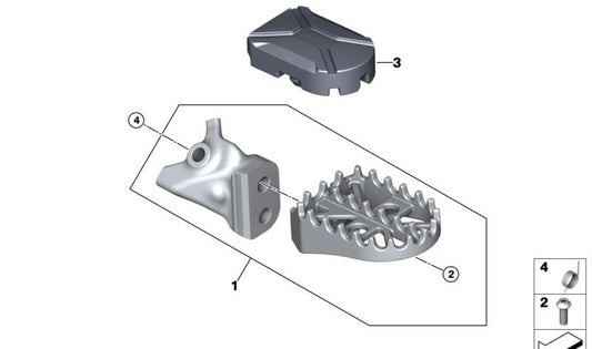 Goma reposapiés OEM 46717109077 para BMW Motorrad R 1300 GS (RKA1, 2023-2027) y R 1300 GS Adventure (RKA2, desde 2024). Pieza original BMW Motorrad.