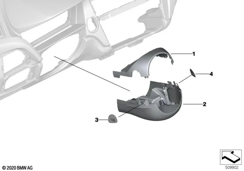 Alloggiamento della colonna di direzione più alta per la BMW 1 F20 Series, F21, Serie 2 F22, F23, F87, Serie 3 F30, F31, F34, F35, F80, Serie 4 F32, F33, F36, F82, F83 (OEM 6131682346). BMW originale.