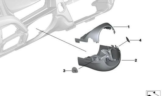 Carcasa inferior columna dirección OEM 61316823467 para BMW F20, F21, F22, F23, F30, F31, F32, F33, F34, F36, F80, F82, F83, F87. Original BMW.