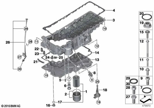 Board de carter à l'huile pour BMW G12, G12N (OEM 11138623613). BMW d'origine.