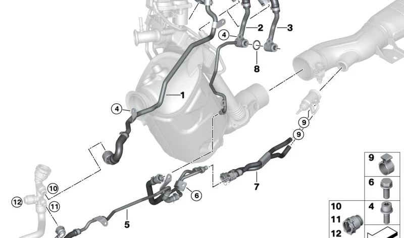 SCR -Dosierungseinheitsrohr für BMW 5 G30 -Serie, G31, X3 G01, X4 G02 (OEM 17128473960). Original BMW