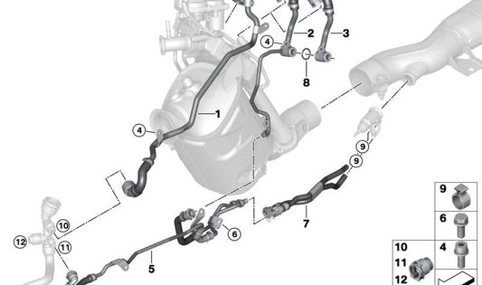 SCR -Dosierungseinheitsrohr für BMW 5 G30 -Serie, G31, X3 G01, X4 G02 (OEM 17128473960). Original BMW