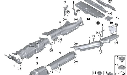 Transmission Tunnel Heat Insulator OEM 51488498375 for BMW 1 Series F40, 2 Series Gran Coupe F44, X1 U11, iX1 U11, 2 Series Active Tourer U06. Original BMW.