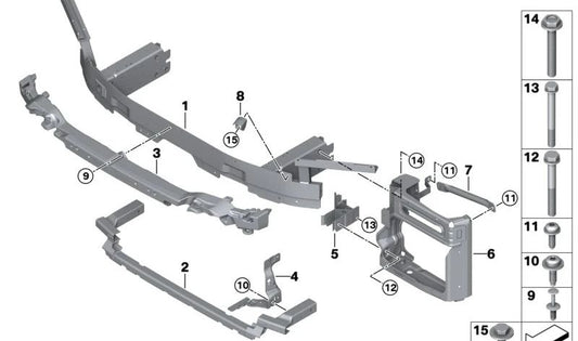 Connexion verticale gauche pour BMW X5 F95, F96, XM G09 (OEM 51118076685). BMW d'origine