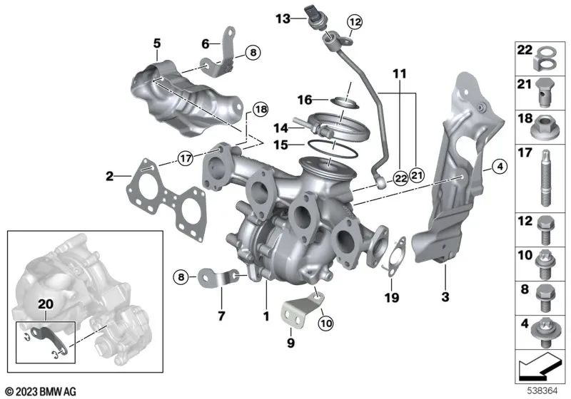 Junta de metal para BMW Série 1 E81, E82, E87N, E88, F20, F20N, F21, F21N, F40 Série 2 F22, F22N, F23, F23N, F44, F45, F45N, F46, F46N, G42, U06 Série 3 E90, E90N, E91, E91N, E92, E92N, E93, E93N, F30, F30N, F31, F31N, F34, F34N, G20, G20N, G21, G21N, G28