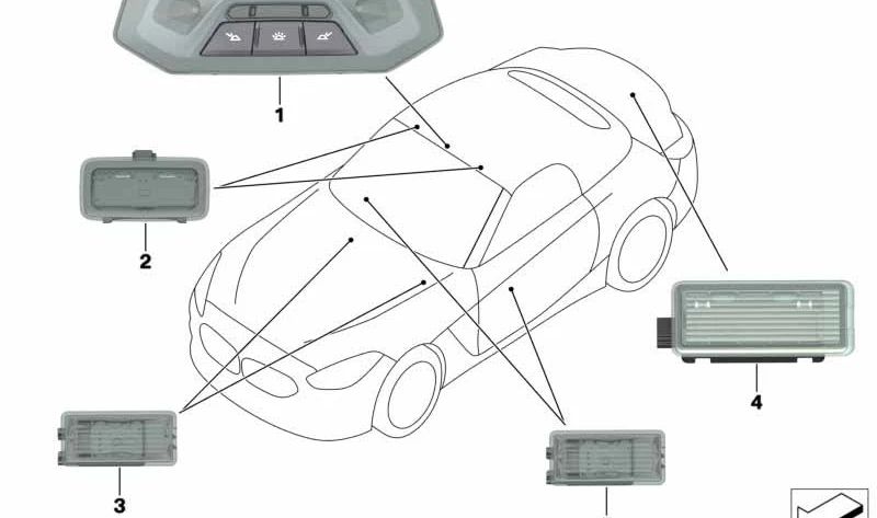 Luz interior LED OEM 63319490428 para BMW G29. Original BMW.
