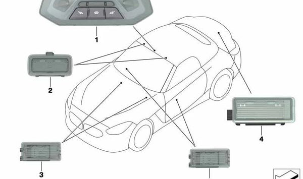 Luz interior LED OEM 63319490428 para BMW G29. Original BMW.