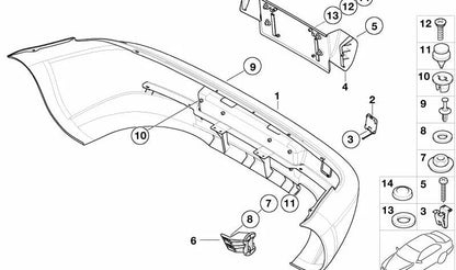 Drucken hinten vergeben OEM 51128410904 für BMW Z3 E36 (Modelle 1.9 und 2.0, Handbuch und automatisch, 1995-2002). Original BMW Stück.