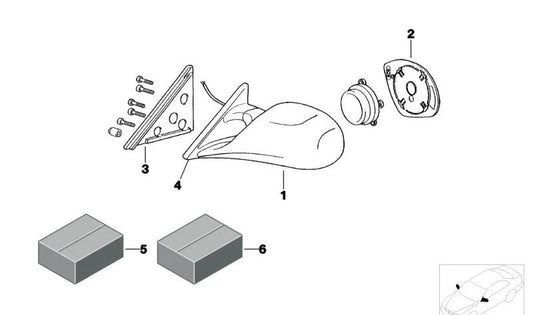 Retrovisor derecho OEM 51162483064 para BMW E36, E46. Original BMW.