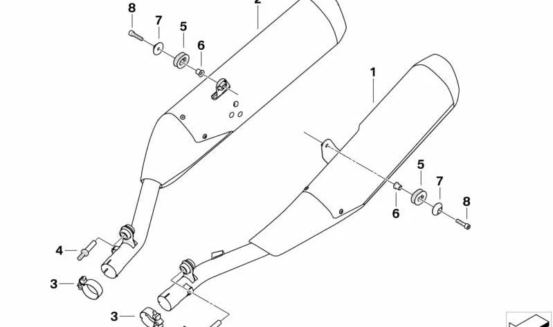 Silencioso trasero izquierdo OEM 18128521651 para BMW Motorrad K 1600 GTL Exclusive (KK48) 2011-2016. Repuesto original BMW Motorrad.