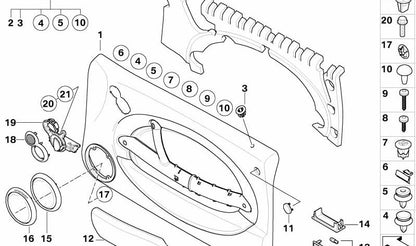 Embellecedor tirador interior puerta izquierda OEM 51417119247 para MINI R50, R52, R53, One, Cooper, Cooper S (2000–2006). Original MINI.