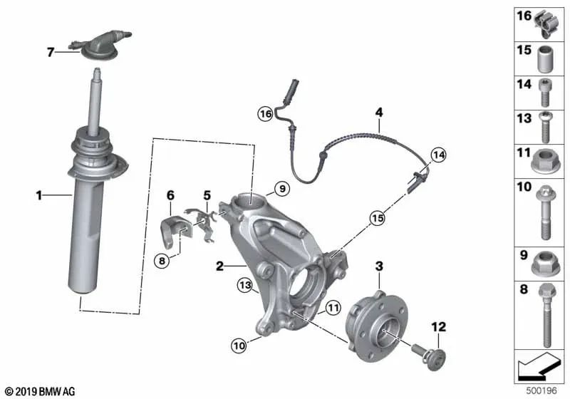 Front left shock absorber VDC for BMW 1 Series F40 (OEM 37106882619). Original BMW
