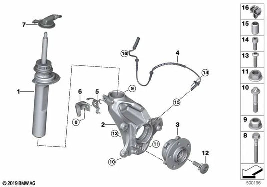 Front left shock absorber VDC for BMW 1 Series F40 (OEM 37106882619). Original BMW