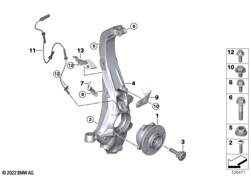 Roulements oscillants gauche pour BMW X5 F95, G05, G18, X6 F96, G06, X7 G07, XM G09 (OEM 31216876655). BMW d'origine.
