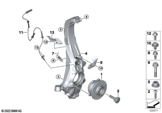 Roulements oscillants gauche pour BMW X5 F95, G05, G18, X6 F96, G06, X7 G07, XM G09 (OEM 31216876655). BMW d'origine.