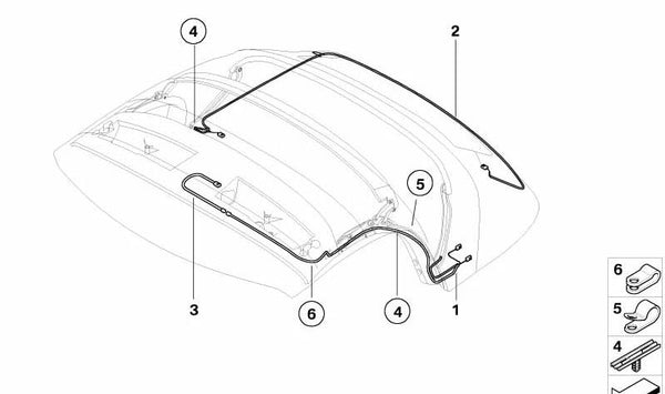 Portacables para BMW Z4 E85 (OEM 54347132895). Original BMW