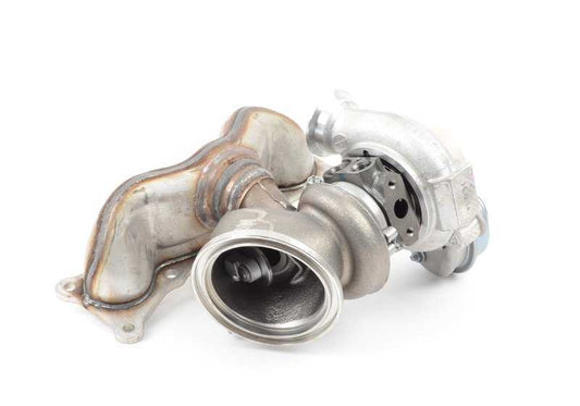 Turbocompresor con colector de escape OEM 11657593022 para BMW F01, F02, E71 (740i, 740Li, X6 xDrive35i). Repuesto original BMW. Compatibles con motor N54 y cambio automático.