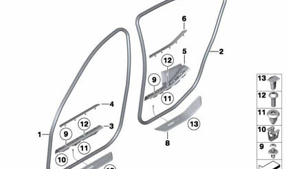 Protector de canto trasero OEM 51727231342 para BMW F02, F04. Original BMW.