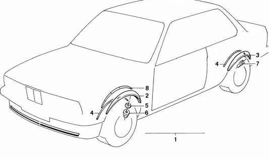 Embellecedor trasero derecho OEM 51711922096 para BMW E24 6er (630CS, 628CSi) modelos desde 1976 hasta 1987. Repuesto original BMW.