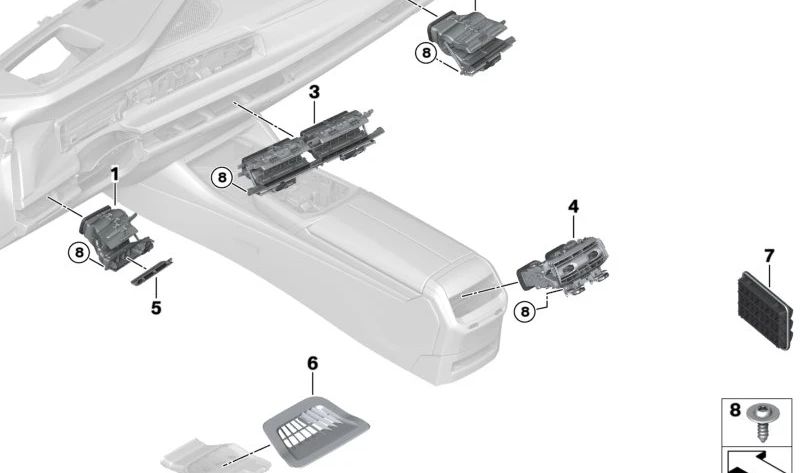 Tapa conducto calefacción izquierdo OEM 64225A16BC5 para BMW G70. Original BMW.