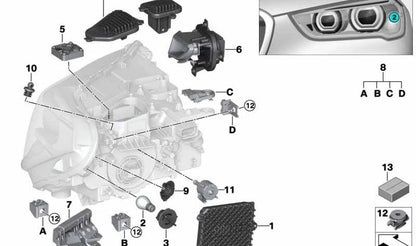 Módulo LED luz diurna derecha OEM 63117428792 para BMW F48, F49. Pieza original BMW.