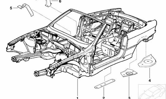 Left gearbox reinforcement bracket OEM 41122256493 for BMW E36. Original BMW.