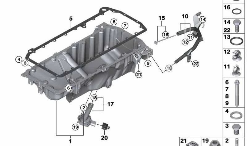 Board di metallo per BMW E90, E91, E92, E93, E60, E61, E63, E64, E65, E66, E83, E70, E71 (OEM 11137802669). BMW originale
